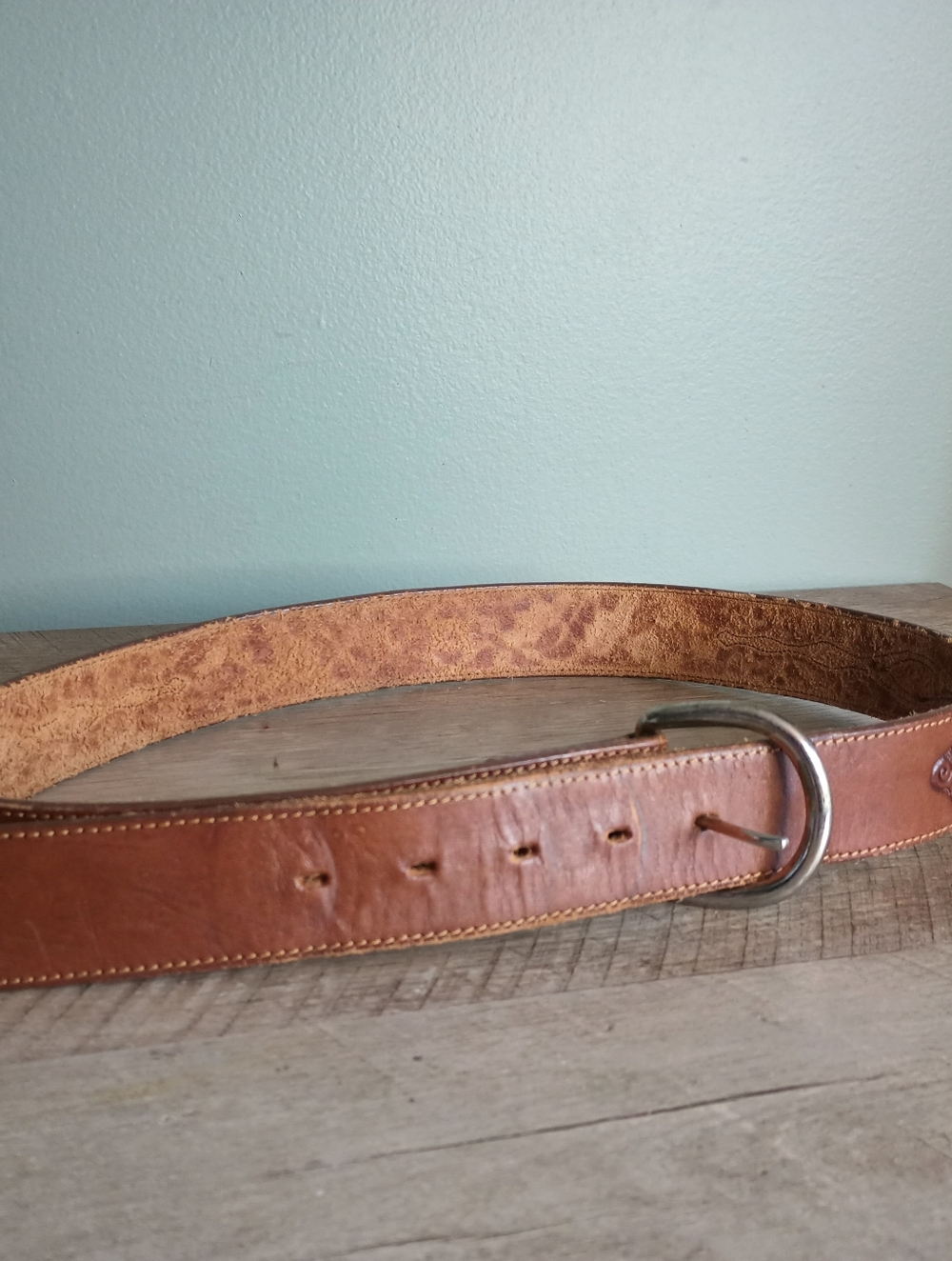 Vintage Hand Tooled Leather Belt OS Embossed Floral Western Cottage Equestrian - Picture 4 of 9